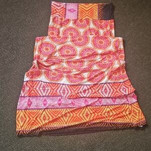 Vibrant Pink Orange Geometric Maxi Skirt